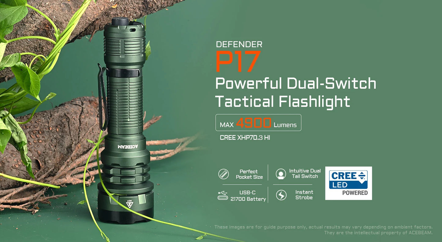 DEFENDER P17 DARK GREEN Tactical flashlight