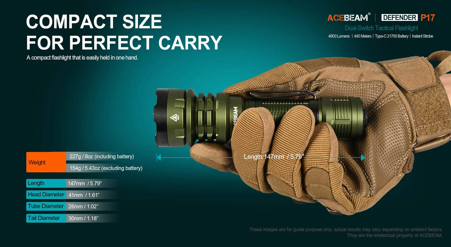 DEFENDER P17 DARK GREEN Tactical flashlight