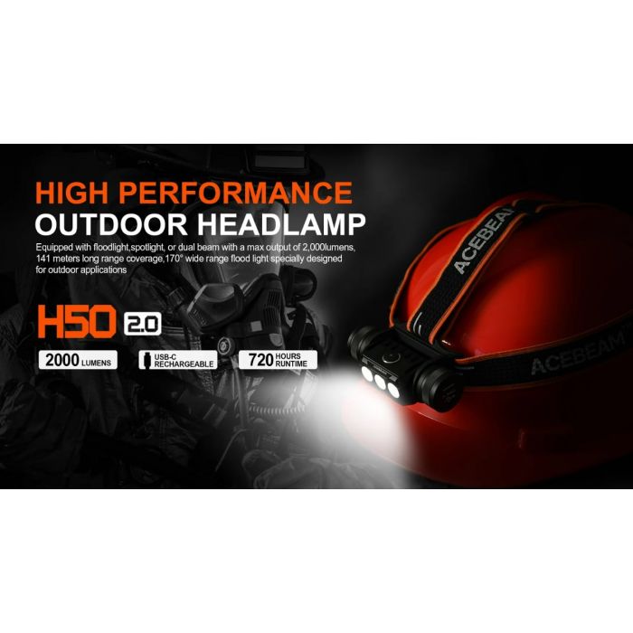 Acebeam H50 2.0 High Performance Headlamp - 2000 Lumens
