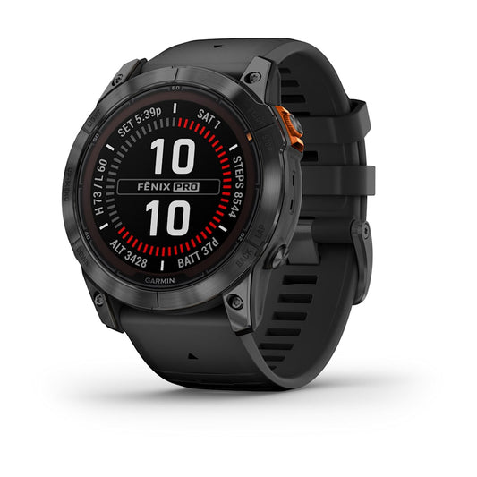 fēnix® 7X Pro – Solar Edition
Slate Gray with Black Band (built in flashlight)